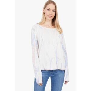 Sanctuary Womens Tie Dye Cotton Blend Fine Gauge Sweater In Pearl Ice Medium $99